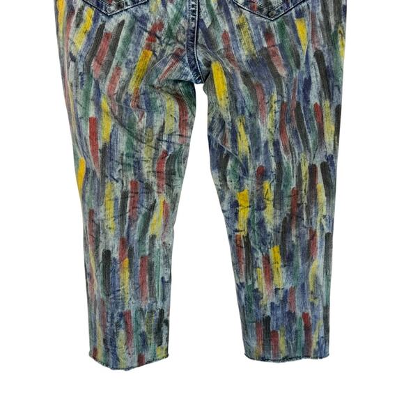 Ashley Stewart Painted Red Blue Black Green Distressed Cotton Jeans Pants 14 - Picture 4 of 9